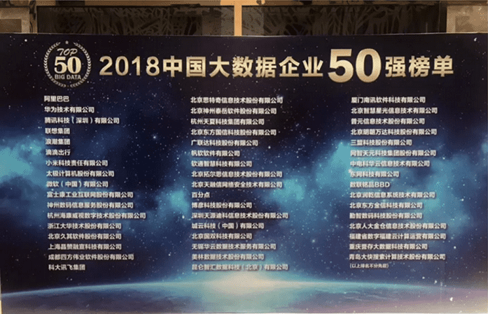 美林數據連續三年蟬聯中國大數據企業50強