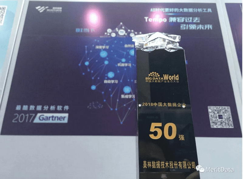 美林數據中國大數據企業50強獎杯
