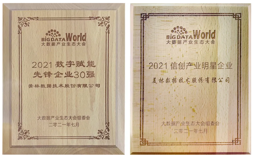 美林?jǐn)?shù)據(jù)2021數(shù)字賦能先鋒企業(yè)30強(qiáng)、2021信創(chuàng)產(chǎn)業(yè)明星企業(yè)獎(jiǎng)牌